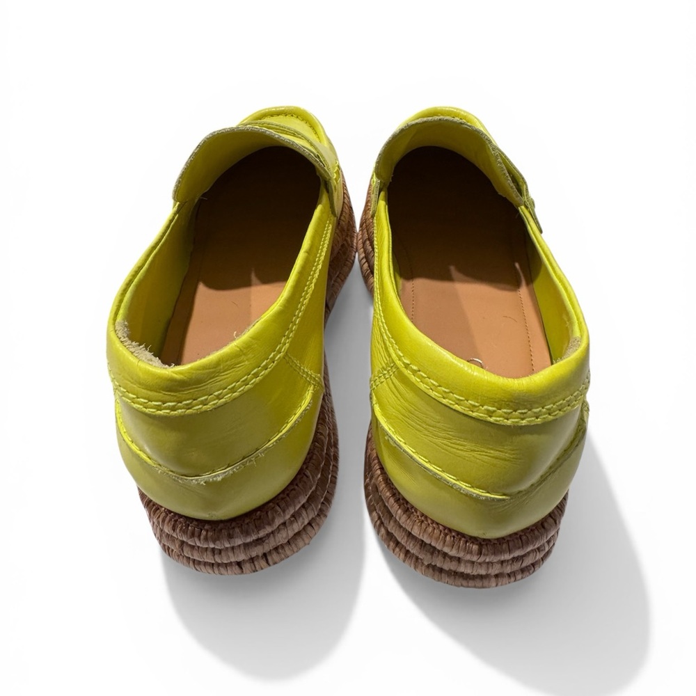 Women’s Lime Green Leather Moccasins